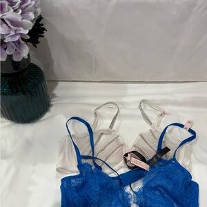 Victoria's Secret Blue and White Bra Intimates set of 2 36B
